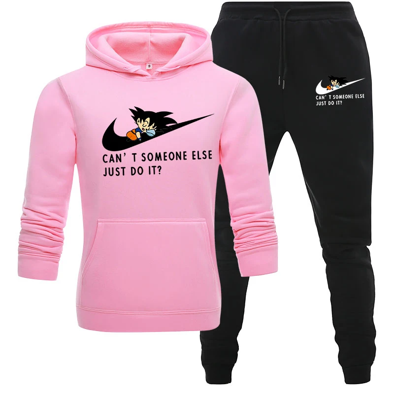 pink black Высокое качество, мужской комплект одежды, спортивная одежда, осенние толстовки, свитшоты, спортивные комплекты, мужские спортивные костюмы, мужские толстовки с капюшоном+ штаны, 2 шт - Цвет: pink black