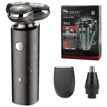 

Surker 3in1 Electric Shaver Razor Shaving Beard Machine for Men Dry Wet Beard Trimmer Rechargeable washable 3D head Dual Blades