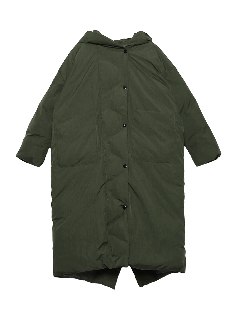 army green Зимнее пальто в уличном стиле, толстое теплое хлопковое пальто выше колена, пальто с капюшоном большого размера, женское плотное водонепроницаемое хлопковое пальто F443 - Цвет: army green