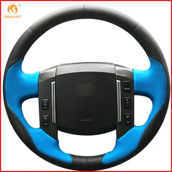 

MEWANT Black Leather Blue Leather Car Steering Wheel Cover for Land Rover Freelander 2 2007-2012 LR2 Interior Accessories Parts
