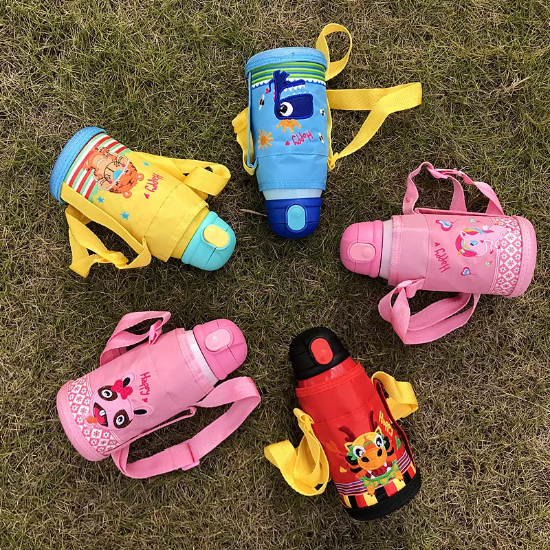 

CHILDREN'S Cartoon Carrier Insulation Pot Baby Straw Double Cover Stainless Steel Vacuum Flask