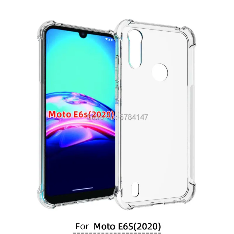 Чехол для Moto E6S 2020 прозрачный противоударный четыре угла подушка безопасности