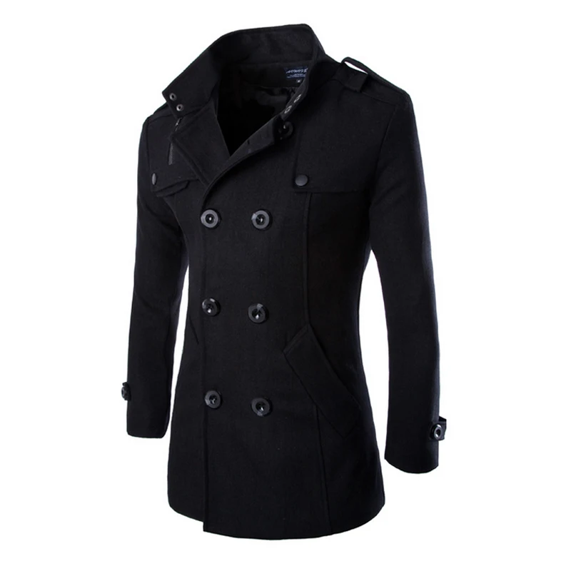 URSPORTTECH осенне-зимний Тренч Мужская брендовая одежда Высокое качество мужской Тренч модный дизайнерский мужское длинное пальто - Цвет: Черный