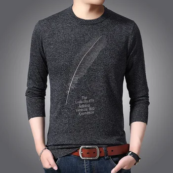 

2019 Autumn New Men's Pull-up Round Neck Long-sleeved Sweater Youth Stylish Simple and Comfortable Sweater