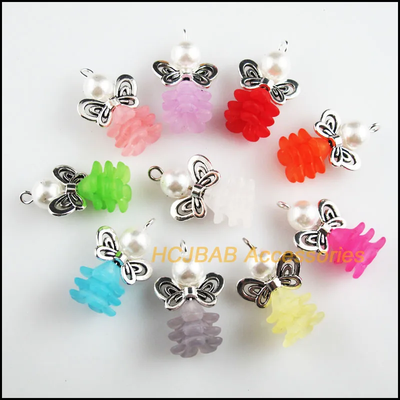 10 шт. смешанные красивые акриловые подвески в виде ангелов тибетские серебряные