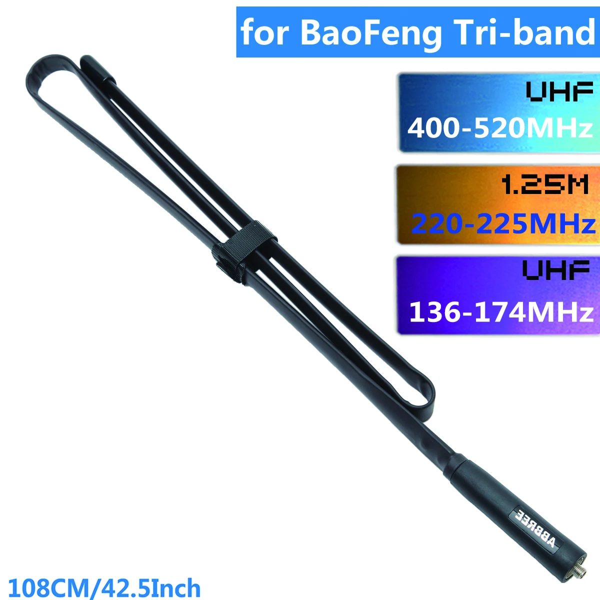 Трехдиапазонная 144/222/435 МГц углеродистая сталь, тактический SMA-Female Складная антенна для рации Baofeng BF-R3, UV-82T, UV-5RX3, UV-82X3