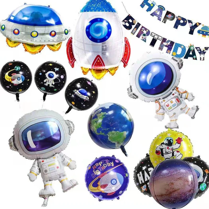 1Pc ~ 10Pc Spaceman Rocket Alluminio Film Balloon Festa Di Compleanno Per Bambini Baby Shower Decoration