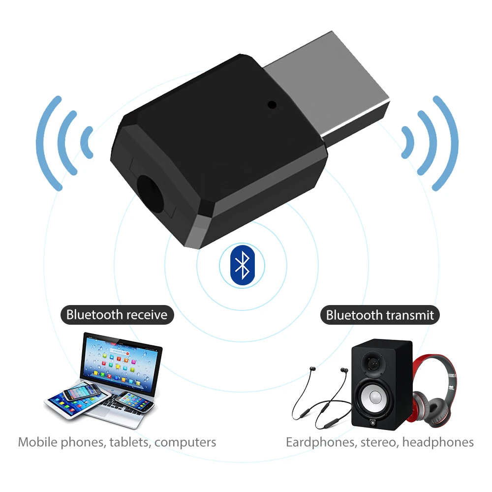 Беспроводной адаптер передатчик адаптер для ПК, ТВ, автомобильный портативный 2в1 Bluetooth 5,0 передатчик ресивер для динамика наушников