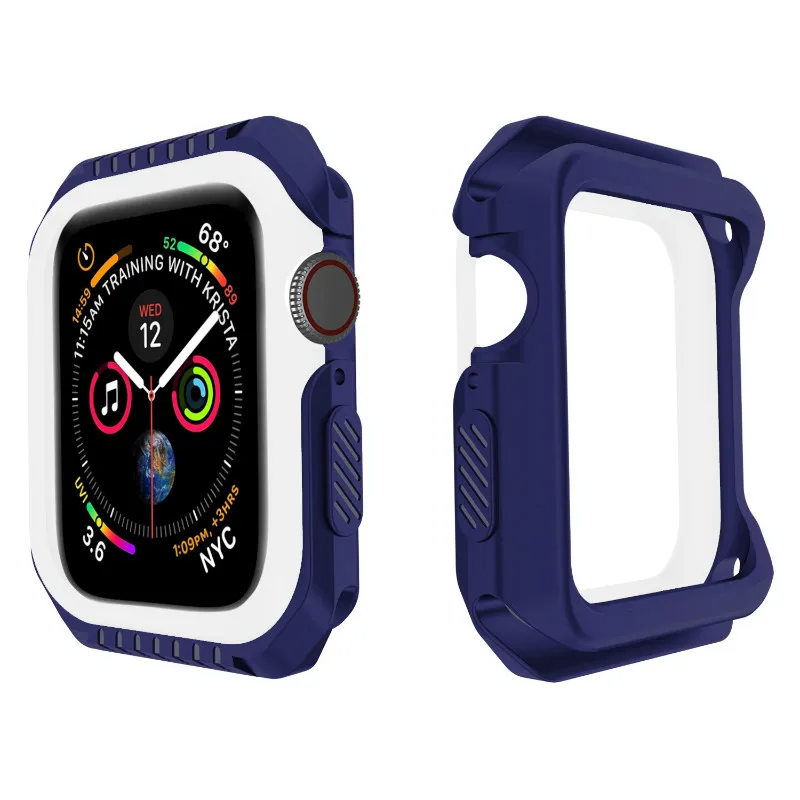 Силиконовый+ PC жесткий защитный чехол для Apple Watch 4 5 40 мм 44 мм рамка полный защитный бампер чехол для iWatch 3 2 1 38 мм 42 мм