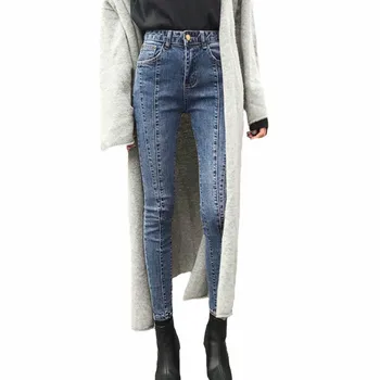 

New Fashion Skinny Woman Jeans Casual Vintage High Waist Denim Pencil Pants 2018 Spring Wash Blue Push Up Jeans Women