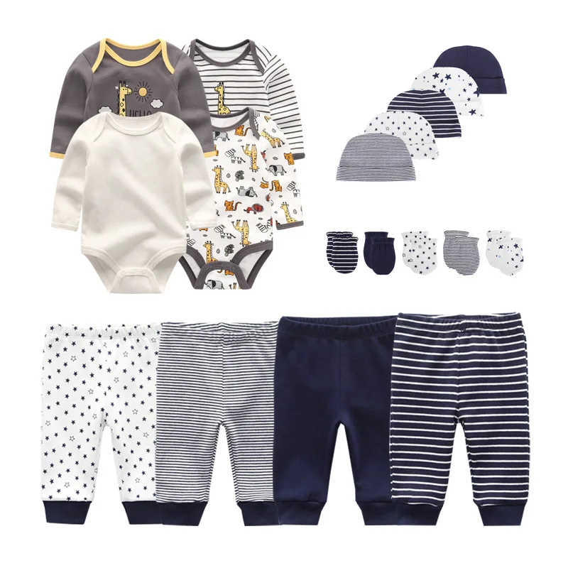 baby's complete set of clothing Newborn 16/18PCS Baby Boy Clothes Sets Cotton Solid Baby Girl Clothes Bodysuits+Pants+Gloves+Hats Cartoon Trousers Ropa Bebe Baby Clothing Set expensive