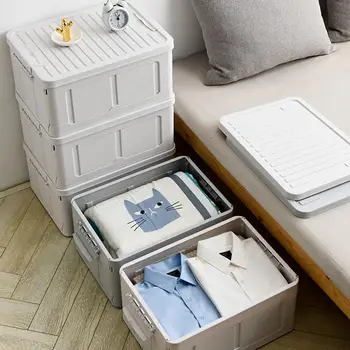 

Home Foldable Plastic Large Capacity Clothes Sundries Toy Storage Box Container With Lid