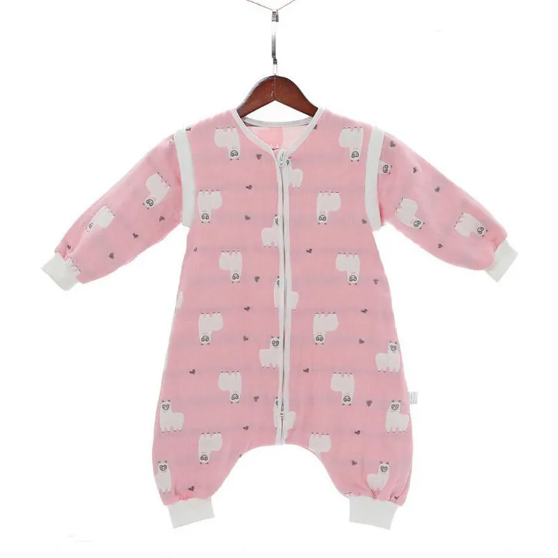 6 layers baby muslin sleeping bag with split trouser legs skin friendly baby sleepsack anti-kick baby kids sleeping sack - Цвет: as the photo
