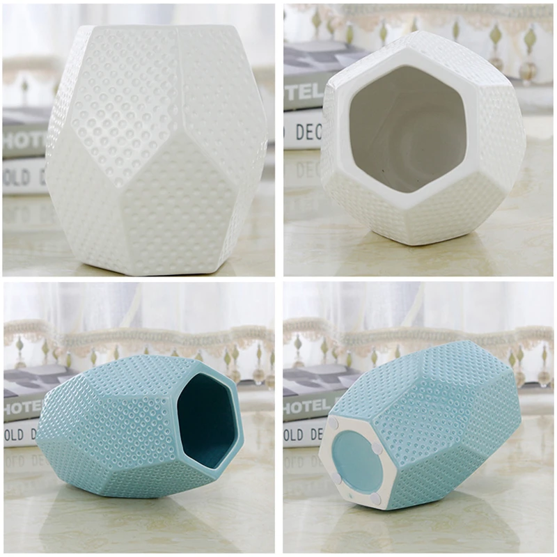 Creative Multi-faceted Geometric Vase Ceramic Flower Pot Flower Basket Flower Vase Decoration Home Nordic Decoration