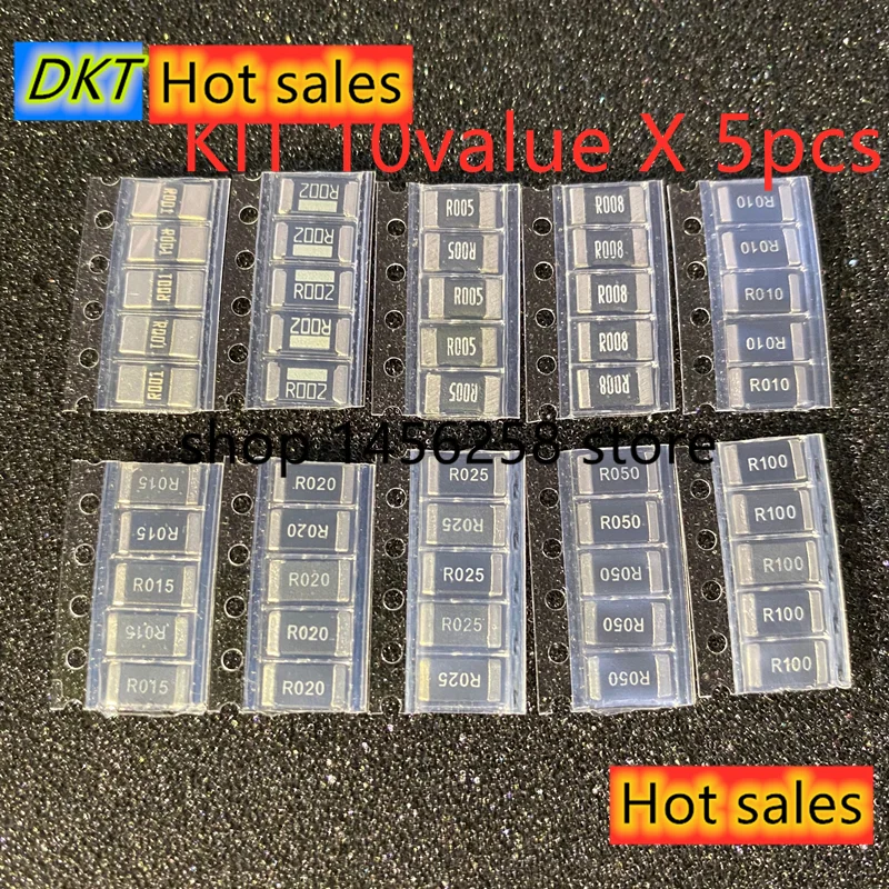 50 шт. сопротивления сплава 2512 SMD комплект образцов резистора 10 kindsX5pcs = R001 R002 R005 R008