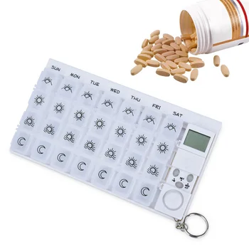 

28 Grids Timer Reminder Case Organizer Alarm Medicine Storage Container Pill Box Portable Intelligent Electronic Weekly LED
