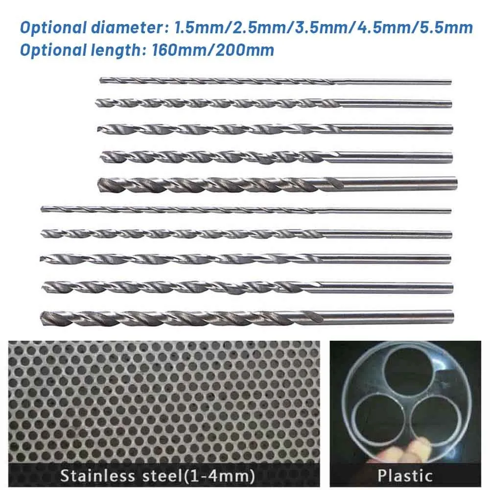 Drill Bit Set 1pc 160-200mm Diameter 1.5-5.5mm High Speed Steel Extra Long