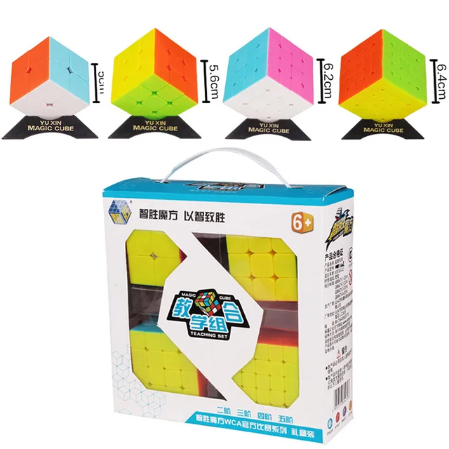  US $17.63  YuXin 2x2x2 3x3x3 4x4x4 5x5x5 neo Mini Magic Cube 4Set Professional Brain Puzzle Speed Educational 