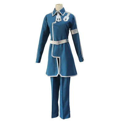 Аниме Sword Art Online Eugeo Synthesis Thirty Two Combat gear Мужской косплей парик костюм топ+ брюки+ ремень - Цвет: Синий
