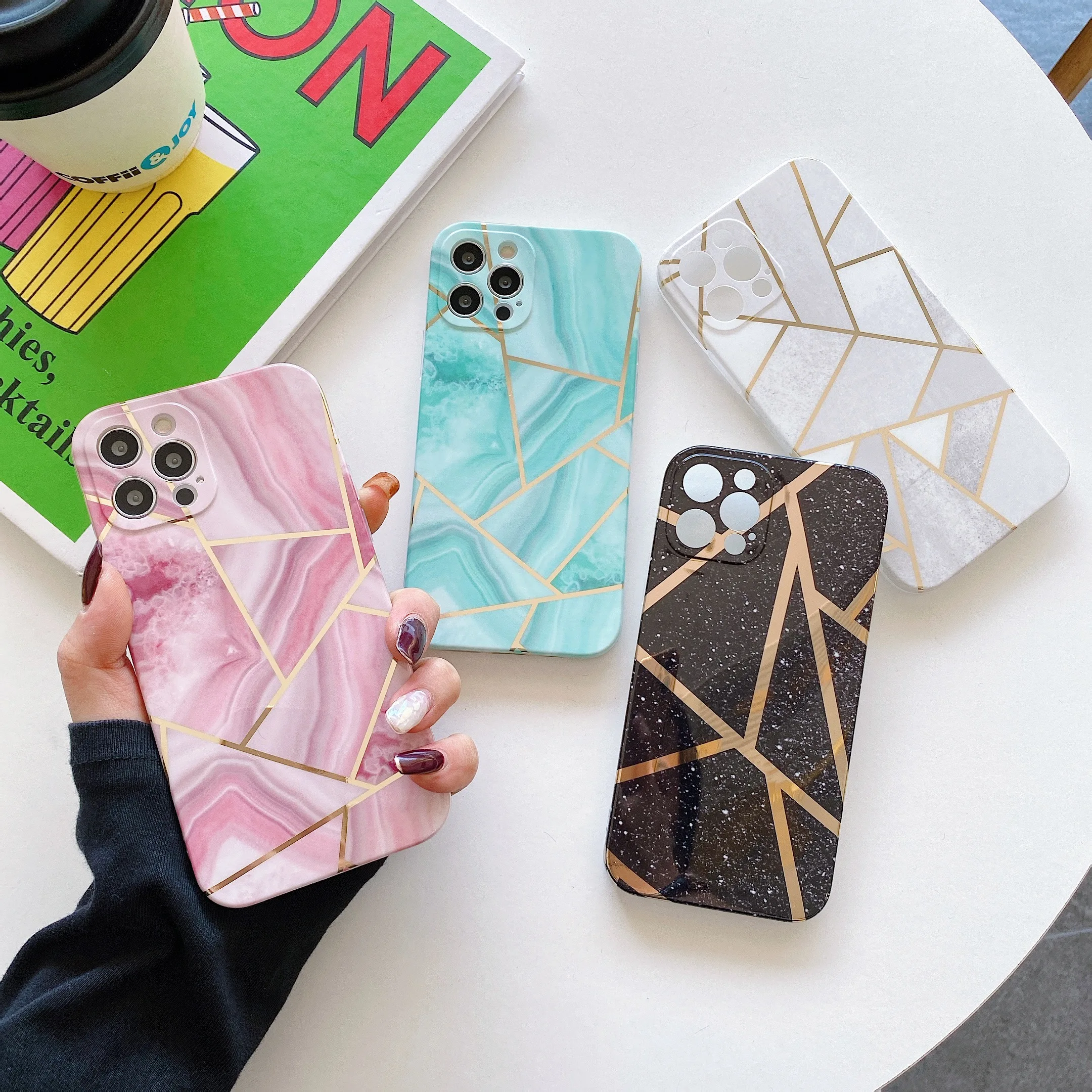 iphone 11 Pro Max  cover Fashion Luxury Splice Marble Glitter Phone Case For iphone 12 Mini 13 11 Pro Max XS Max X XR 7 8 Plus SE Soft Shockproof Cover iphone 11 Pro Max clear case