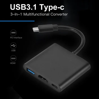 

3 in 1 Type-C HUB USB 3.0 HDMI USB-C Female Converter Small Household Computer Accessories for Laptop Notebook PC