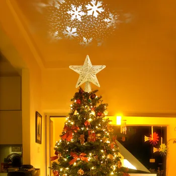 

Huiran Christmas Tree Top Star Projection Snowflake Light Merry Christmas Decor for Home 2020 Christmas Ornaments New Year 2021