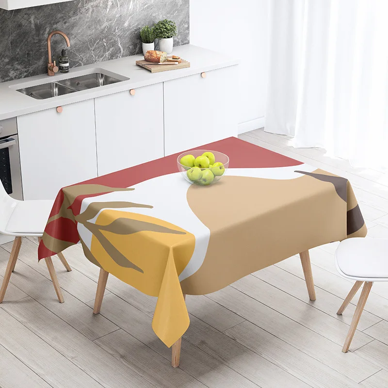 

Abstract Block Tablecloth Flower Rectangle Tea Table Cover Picnic Cloth Christmas Decorations for Home Table Mantel Mesa