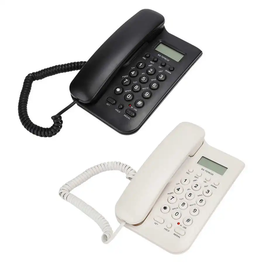 Negro KX-T076 teléfono con Cable montado en la Pared con identificador de Llamadas para la Oficina en el hogar Teléfono de línea Fijo 