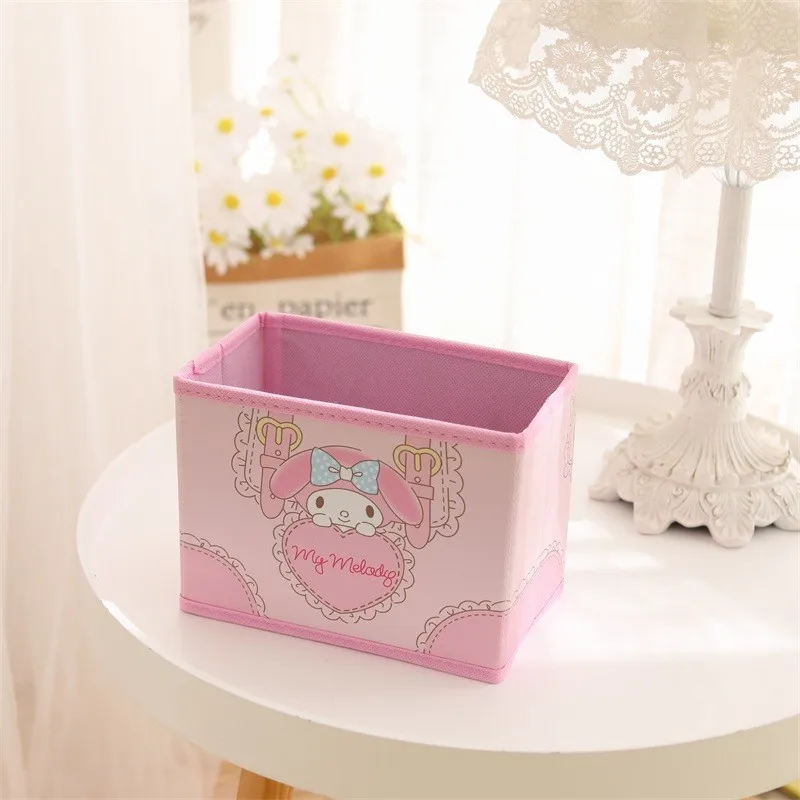 Creative Sanrio Desktop Foldable Storage Box Kt Cat Kuromi Cinnamoroll Dog  Mini Organizer Box Sundries Basket