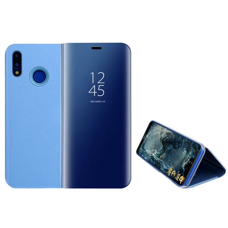 Sky blue Чехол с откидной подставкой для huawei honor 8x 8c 8 s, зеркальный чехол для honor 10 lite 10i x8 c8 s8, чехол для смартфона s honer 10, светильник, чехол - Цвет: Sky blue