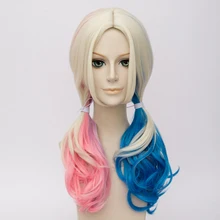 LiangMo синтетический длинный волнистый парик отряд самоубийц парик клоун женский Халле Квинн розовый Омбре синий косплей парик для женщин