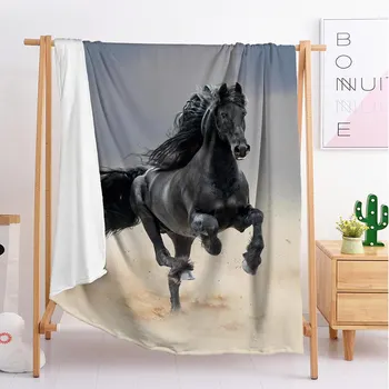 

Dark horse animal Custom blankets Large and small size throw blanket tapestry sleeping blanket soft flannel blanket bedding