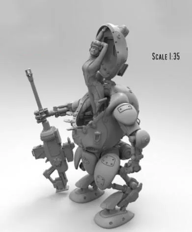 1/35 масштаб Неокрашенная смола фигура пилотируемый мех