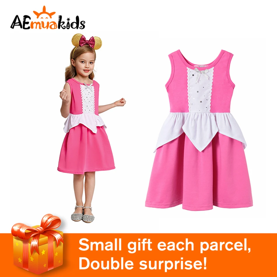 

AEMUAKIDS Elegant Sleeping Beauty Princess Dresses Kids Birthday Party Cosplay Costume Lace Pink Dress Casual for Baby Girl