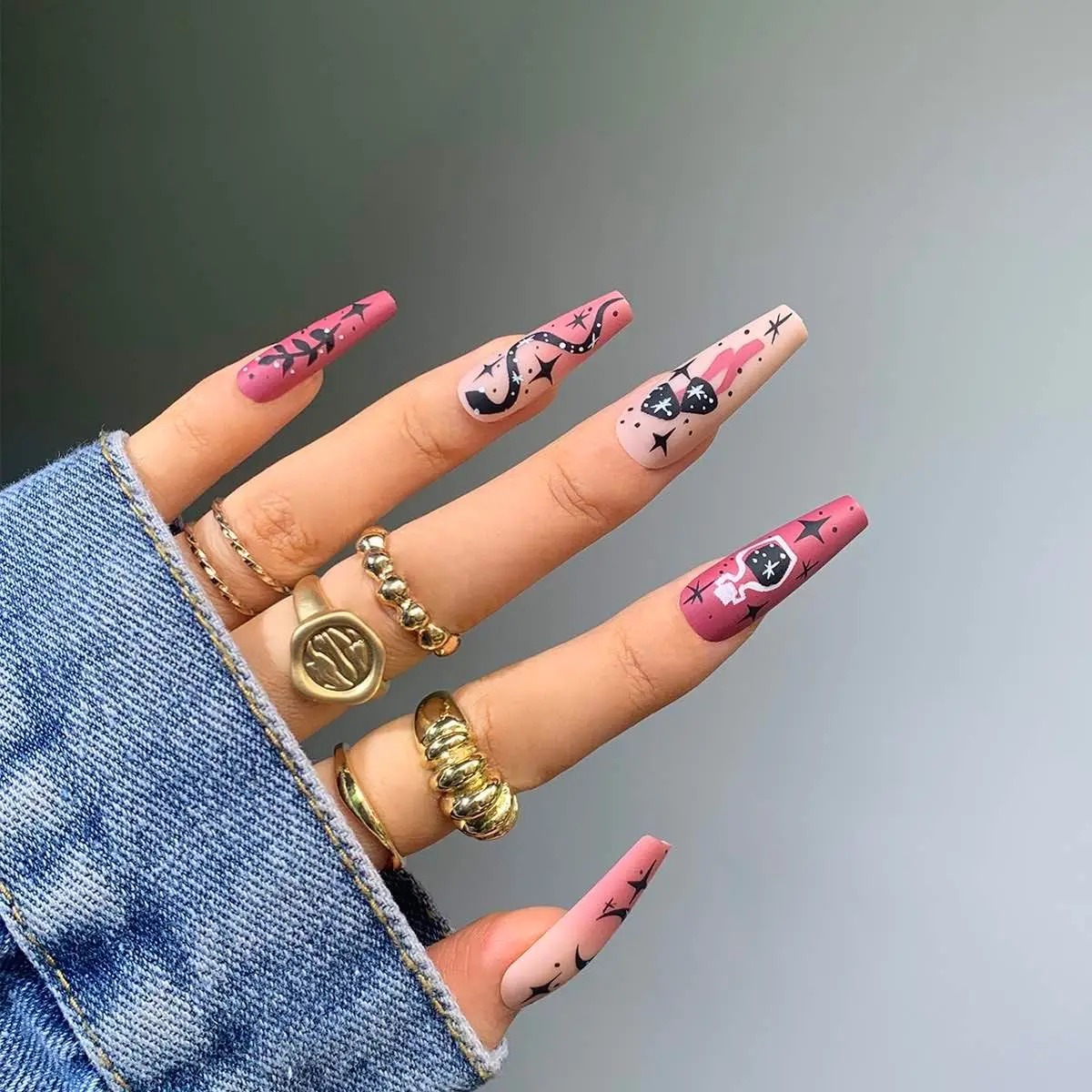 24pcs Long Ballerina False Nails Pink Snake Design Artificial Ballerina Fake  Nails With Glue Full Cover Nail Tips Press On Nails|False Nails| -  AliExpress