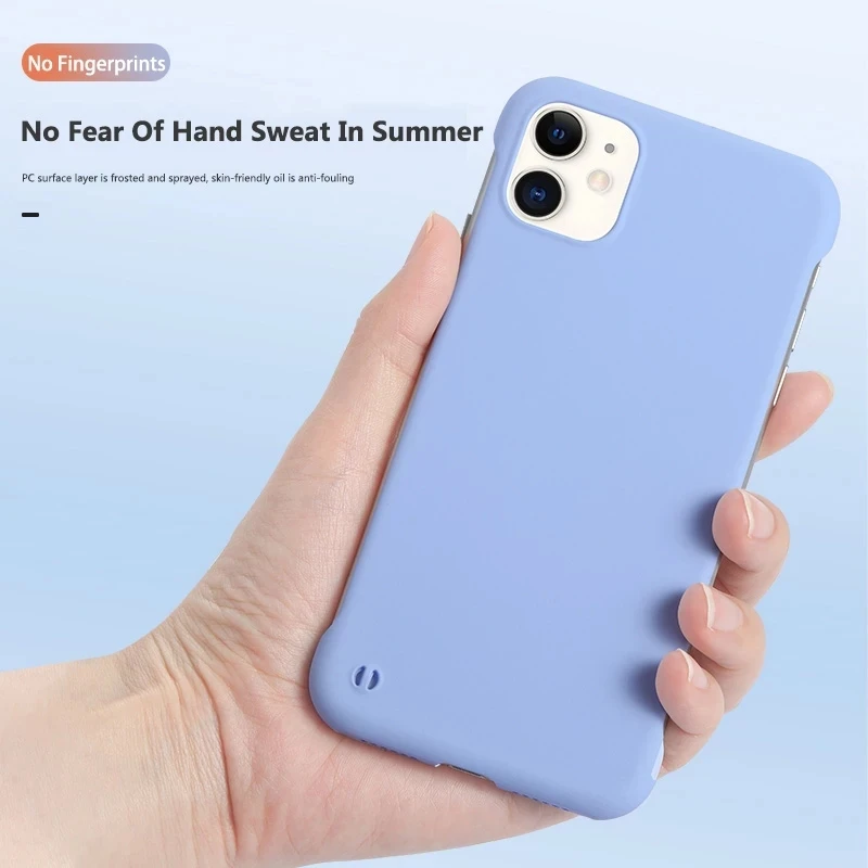 Slim Hard PC Frameless Phone Case For iPhone 13 12 11 Pro Max Mini XR XS X 6 6S 7 8 Plus SE 2 Shockproof Matte Solid Color Cover