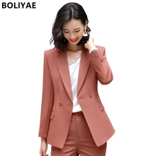 

Boliyae Office Suit for Women's Trouser Suit Autumn Winter New Long Sleeve Elegant Blazers and Pants 2 Piece Stes Formal Jacket