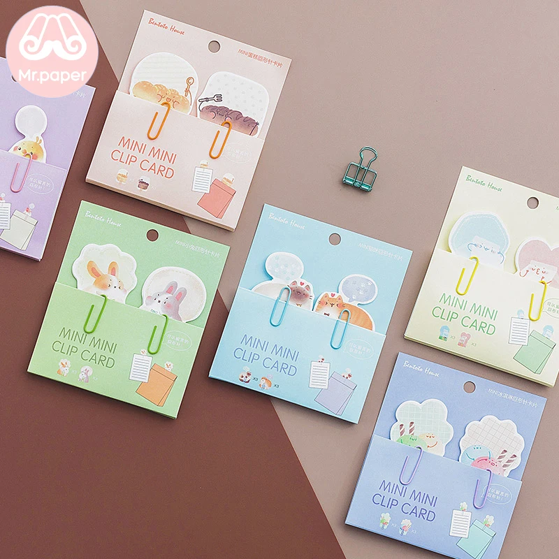 

Mr paper 6 Designs 3 Pcs Cat Bread Milk Bird Rabbit Memo Pad Clip Note Paper Tabs Paperlaria To Do List Planner Stationery