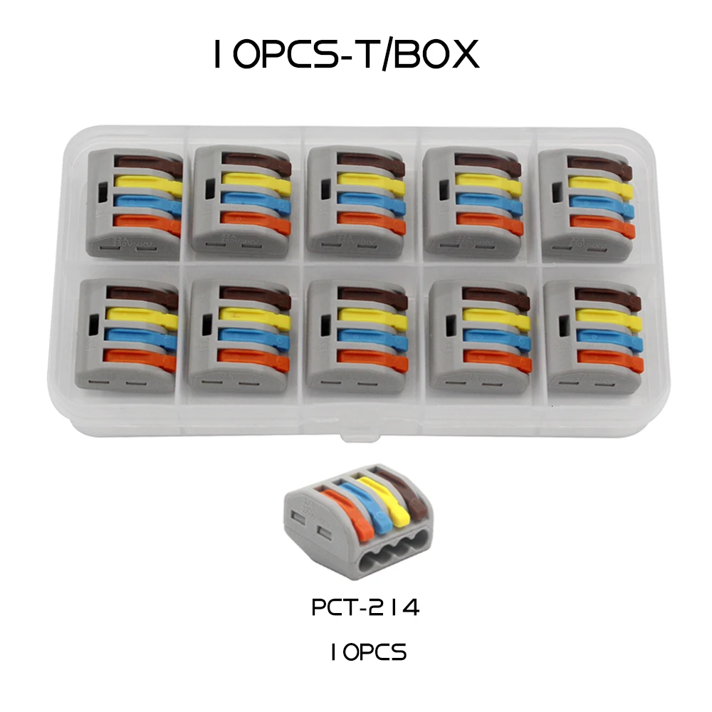 Быстрый провод СОЕДИНИТЕЛЬ НАБОР коробка нажимной клеммный блок компактный проводка Сращивание Conector Универсальный электрик разделитель провода - Цвет: 10 PCS 414