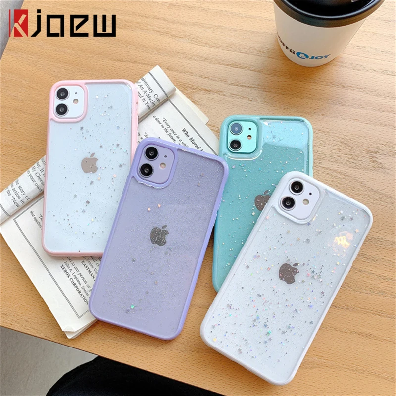 Роскошный блестящий чехол KJOEW со звездами и блестками для телефона iPhone 11 11pro Max XR XS