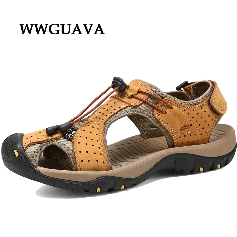 

Men Genuine Split Leather Sandals Men Beach Roman Sandals Fashion Casual Trekking Shoes Men Plus Size Climbing Shoes Sneakers