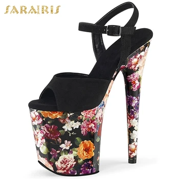 

Sarairis 2020 New Fashion Big Size 46 Platform Shoes Woman Sandals Female Buckle Strap Sexy Thin High Heels Flowers Party Pumps