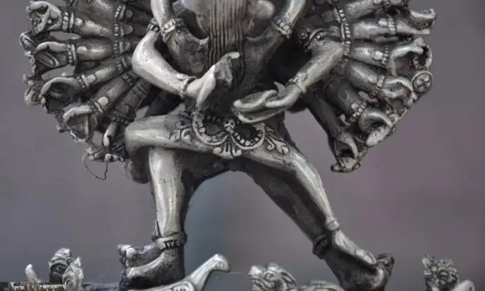 Медный сатуэ тибетский серебряный хеваджра 1000 arms Yamantaka Hayagriva статуя Будды хеваджры