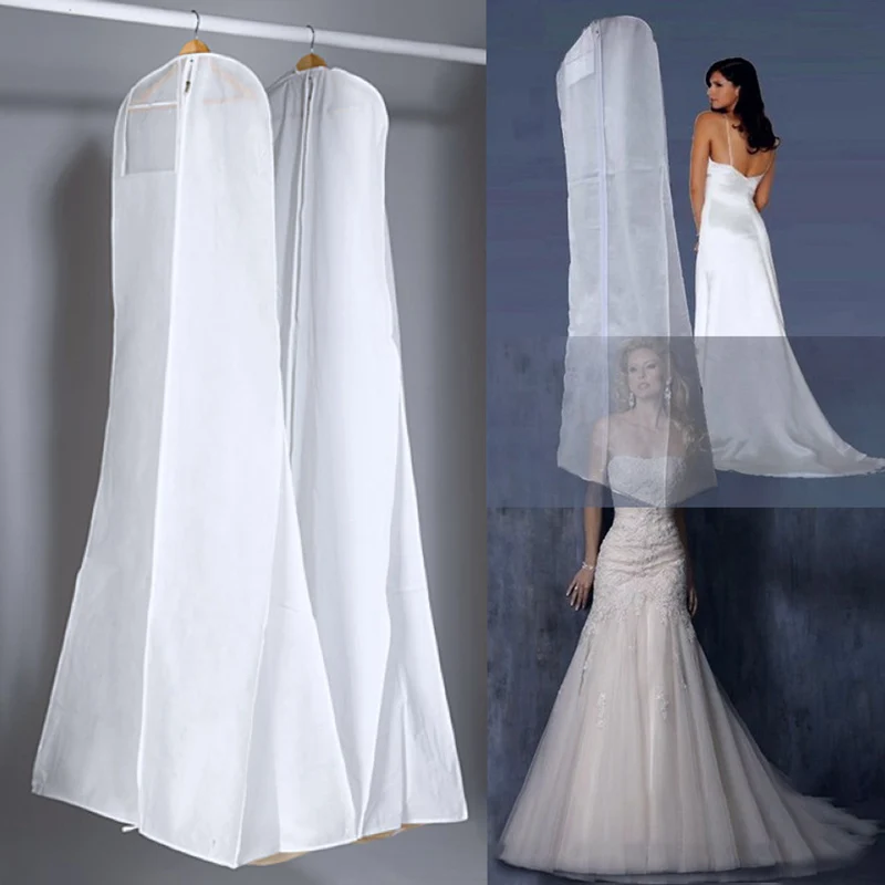 Wedding Evening Dress Bridal Gown Garment Dustproof Cover Storage Bag w/ Handle 