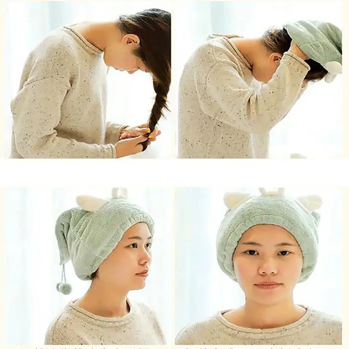 Women Casual Cute Soft Water Absorption Hair Towel Home Soft, Absorption, Care Wrap Hair Drying Cap