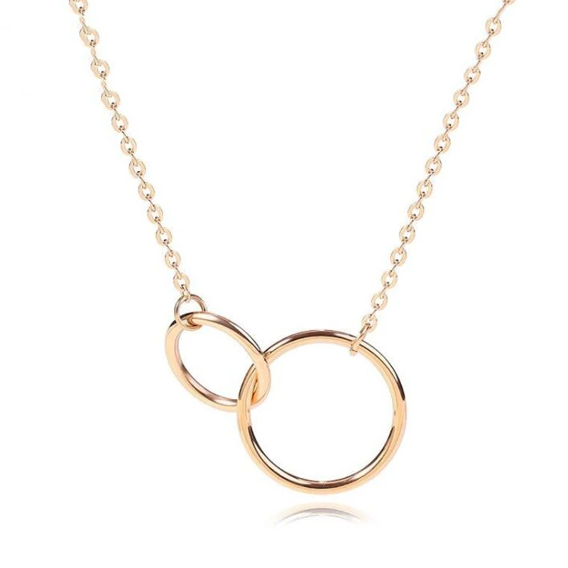 Настоящее 925 пробы, Серебряное геометрическое ожерелье с двойной круглой подвеской для модных женщин, вечерние ювелирные изделия в минималистическом стиле