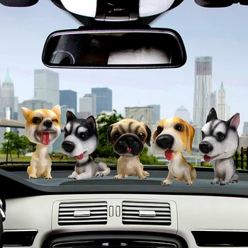 

Car Ornaments Resin Cute Nodding Dog Decor Doll Automobile Interior Decoration Shake Head Bobblehead Dog Figure Toys Accessories