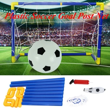 

Hot! Folding Mini Football Soccer Ball Goal Post Net Set + Pump Kids Sport Indoor Outdoor Games Toys Child Birthday Gift Plastic