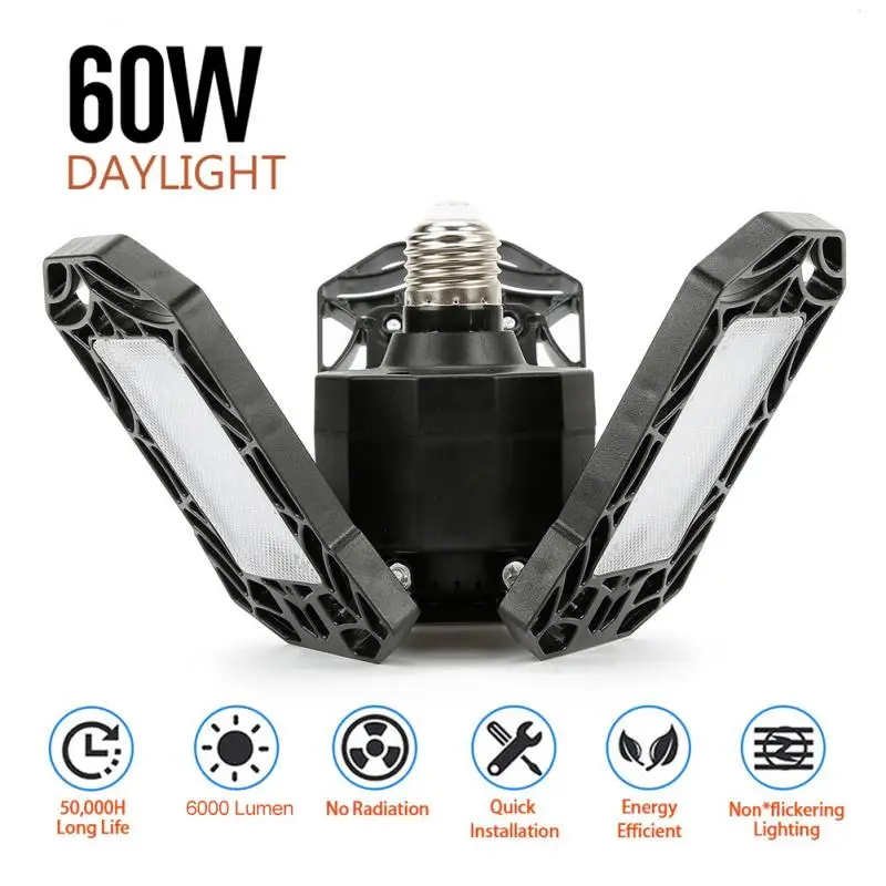 Новый 360 градусов светодиодный гараж светильник AC85-265V E26/E27 60W лампы
