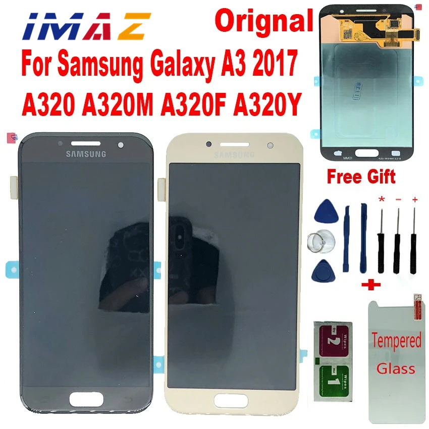 

IMAZ Original AMOLED 4.7” LCD For Samsung Galaxy A3 2017 A320 A320M A320F/Y LCD Display Touch Screen Digitizer Assembly a320 LCD